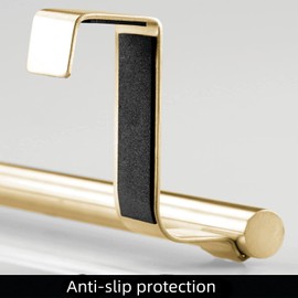 DAIYEE Stainless Steel Over Door Towel Rack Bar Holders for Universal Fit on Over Cabinet Cupboard Doors *2Pcs(Gold)