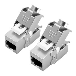 Keystone RJ45 Cat 7 Connector Modules - Tool-Free CAT7, CAT6, CAT6a RJ45 Keystone Jack, Network Plug Toolless, STP Shielded, 10 Gbit/s, 1000 MHz for Patch Panels & Network Sockets, Pack of 2