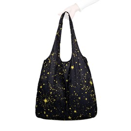 Nanobag - Ultra-Lightweight Compact Tote Shopping Bag - Reusable, Tiny and Eco-Friendly Foldable Multipurpose and Stylish, Stars, Standard, Standard