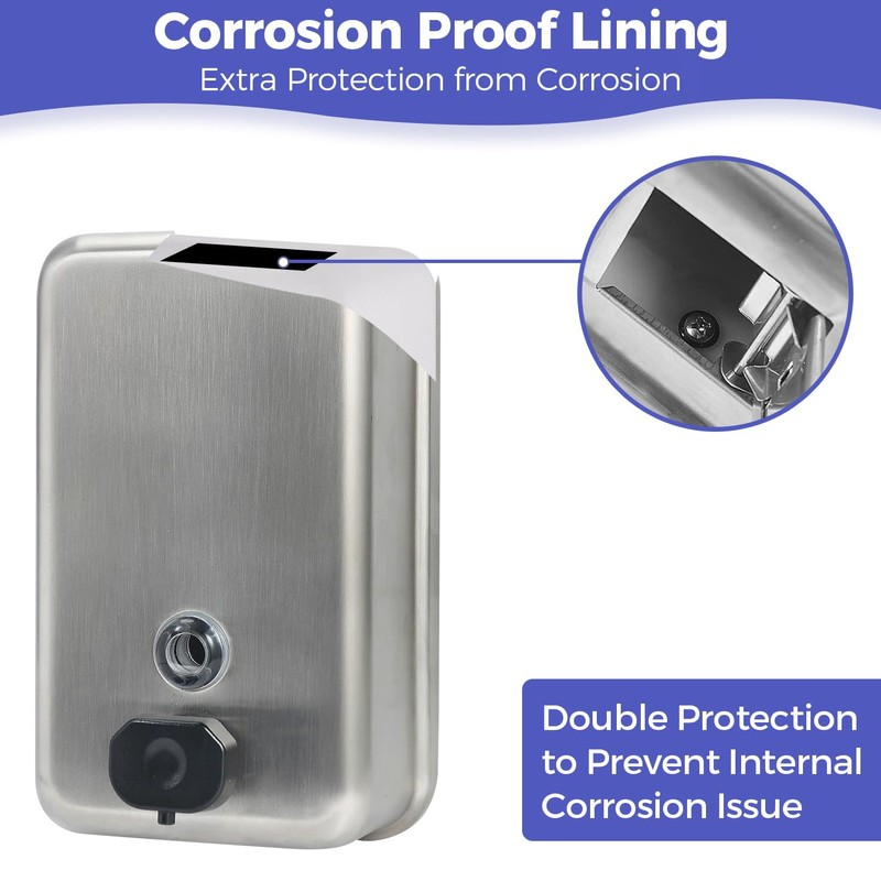 Stardrix Heavy Duty Stainless Steel Wall Mount Soap Dispenser, 1100ml/37oz,