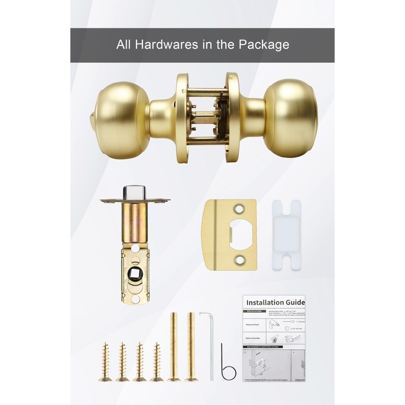 goldenwarm Gold Interior Door Knobs, Interior Door Knobs Bedroom, Brass