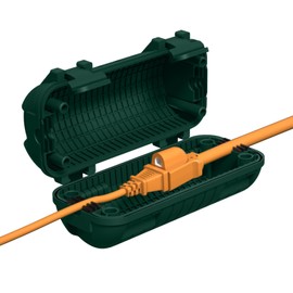 Extension Cord Cover Waterproof, Outdoor Cord Connection Protector for Outside with 4 Removable Latches, Electrical Box Plug Covers for Patio, Power Tools, Holiday Decoration Lights, Green