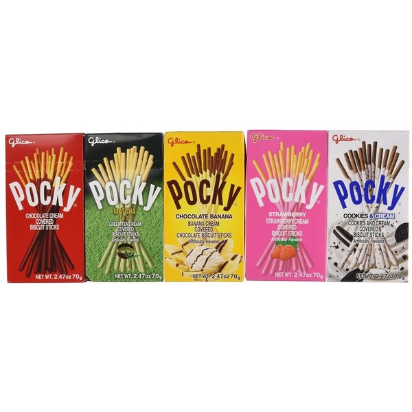 Pocky Biscuit Stick 5 Flavor Variety Pack (Pack of 5)