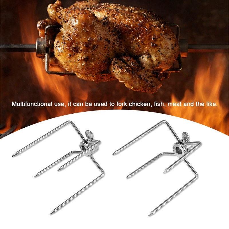 2PCS Multifunctional Stainless Steel BBQ Fork Grill Fork Roast Spit