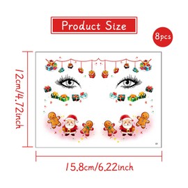 Christmas Temporary Tattoos Snowflake Face Stickers Santa Claus Face Tattoos Sticker Xmas Eye Sticker Children Adult Face Eyes Body Accessories for Christmas Makeup Party