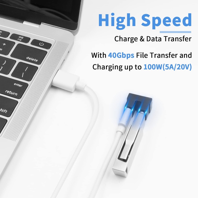 Poyiccot USB C U Shape Adapter, 40Gbps 180 Degree USB