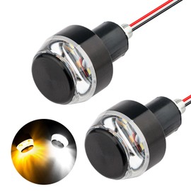 Linkstyle 2PCS Motorcycle Turn Signal Light, 12 LEDs Turn Signal Indicator Lamp, Amber White Front Handlebar End Light for 12V Scooter Sportster Cruiser Motorbike