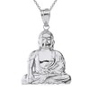 925 Sterling Silver Buddhism Buddhist Meditation Zen Buddha Pendant Necklace,
