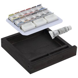 Schmincke Horadam Watercolor Set - Exclusive Limited Edition Wooden Box -12 Half Pans, 5ml Titanium White, 3 Empty Pans, Made in Germany for Professionals, Artists, Painters, Assorted