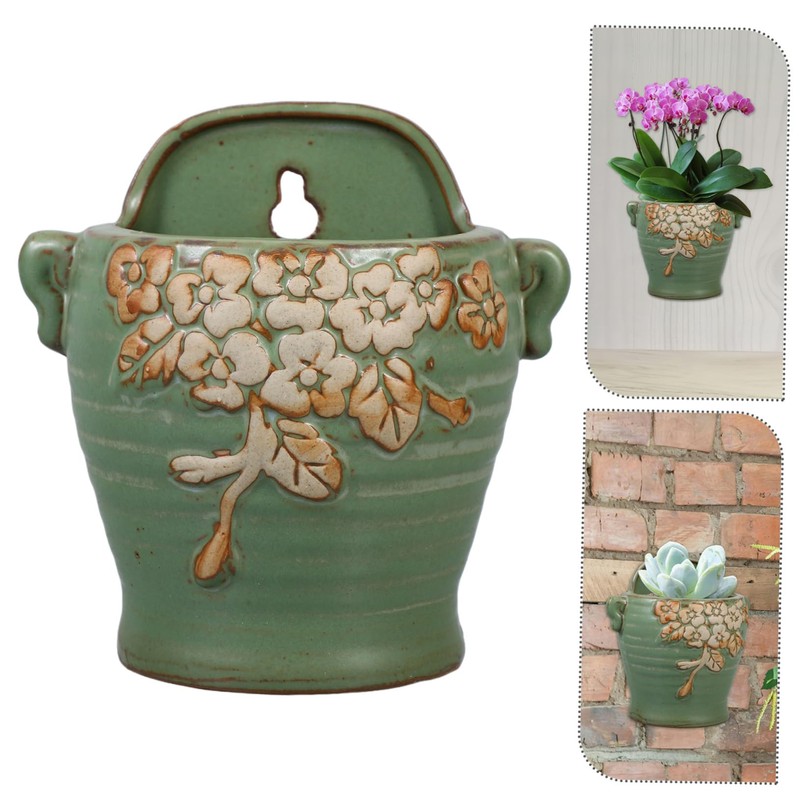 SUPVOX Ceramics Green Hanging Planters for Wall Wall Flower Pot