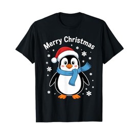 Cute Christmas Penguin Wearing Santa Hat Xmas Party Costume T-Shirt