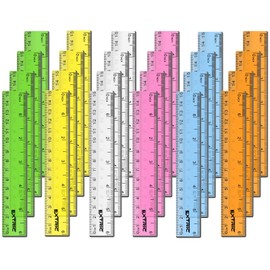Rulers Classrom de 6 pulgadas, 24 reglas para nios, colores surtidos, regla transparente mtrica y pulgadas, mini regla inastillable para nios         