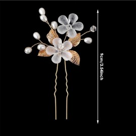 NINFEIQI 5Pcs Flower Bridal Hair Pins, Silver Crystal Leaf Flower Pearls Headpieces, Wedding Bridal Jewelry Bridal Hair Accessories Headpiece Wedding Accessories for Brides Women