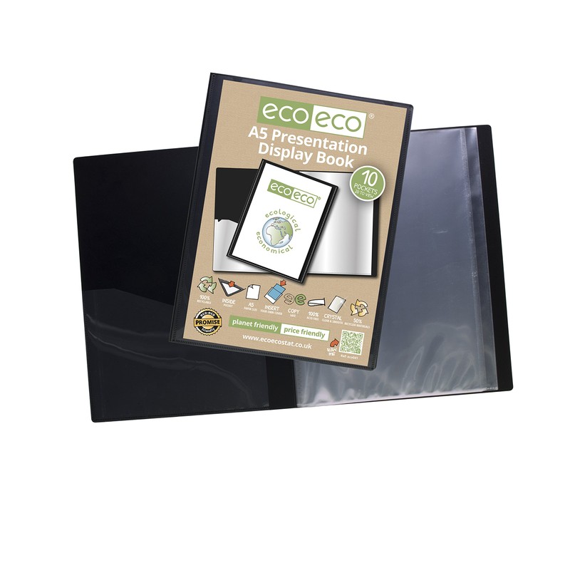 eco-eco A5 50% Recycled 10 Pocket Presentation Display Book, eco041,