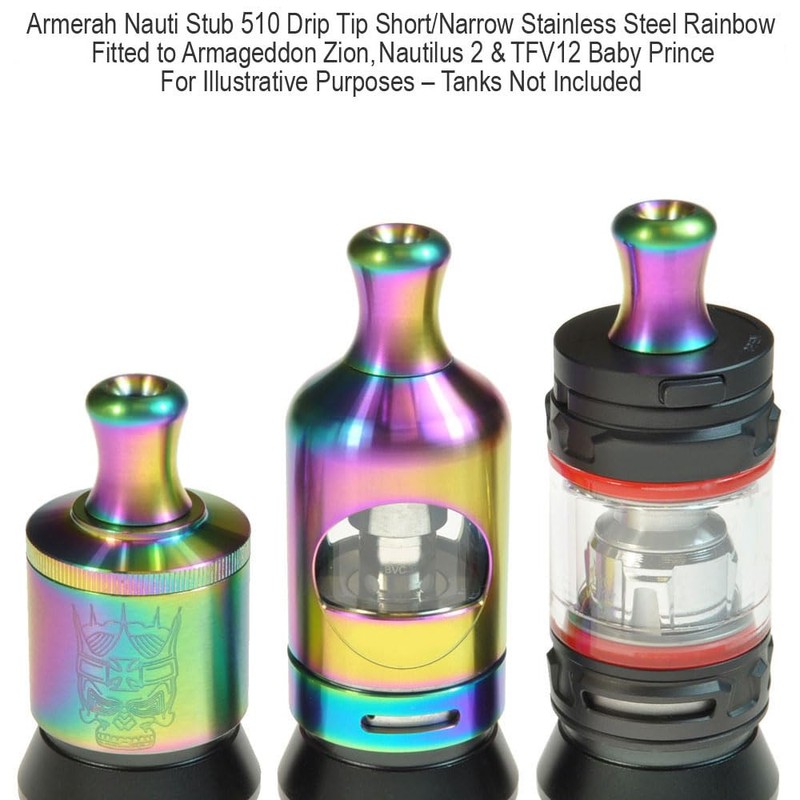 Armerah Nauti Stub 510 Drip Tip eCig Mouthpiece Short/Narrow Stainless