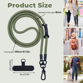 Huakaile Cellphone Phone Lanyard Strap Wrist Lanyard Universal Adjustable Detachable Nylon Crossbody Neck Strap with Hook (Green)