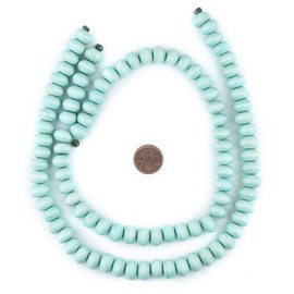 TheBeadChest Mint Green Abacus Natural Wood Beads (8x12mm): Organic Eco-Friendly Wooden Bead Strand for DIY Jewelry, Crafts, Necklace and Bracelet Making