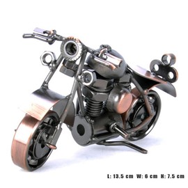 Metal Motorcycle Sculpture - Iron Cruiser Art Gift for Men, Dad, Son or Him - Vintage Home Office Decor