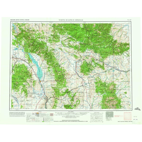 YellowMaps White Sulphur Springs MT topo map, 1:250000 Scale, 1 X 2 Degree, Historical, 1965, 22.1 x 29.1 in - Tyvek