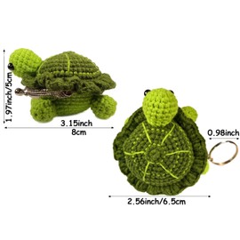 Handmade Crochet Keychains for Women,Cute Coin Purse Backpack Bag Charm for Girls (Turtle - Silvery Chain)