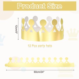 sourcing map 12 Pcs Paper Crowns Gold Foil Birthday Crowns Bulk Glitter Party Hats for Birthday Party Hats Decoration Crown Party Supplies, Circle Style