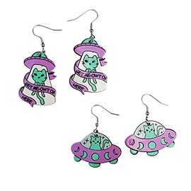 Acrylic UFO Aliens Drop Dangle Earrings Creative Space Earrings Set Funny Cat Novelty Earrings Cute Jewelry Gift for Women-style2