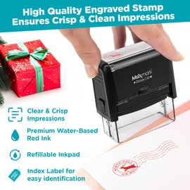 North Pole Air Mail - Self Inking Holiday Stamp - Perfect for Gifts, Envelopes, Party Decorations and More - Large Size - Red Color