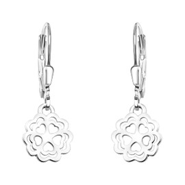 SOFIA MILANI - Women's Earrings 925 Silver - Heart Flowers Earrings, Sterling Silver, No Gemstone