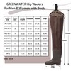 GREENWATER Hip Waders for Men Women with Boots Waterproof,2-Ply PVC/Nylon