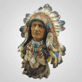 Lipco Polyresin Native American Chief Bust Figurine, 6.5-inch Height, Tabletop Decoration