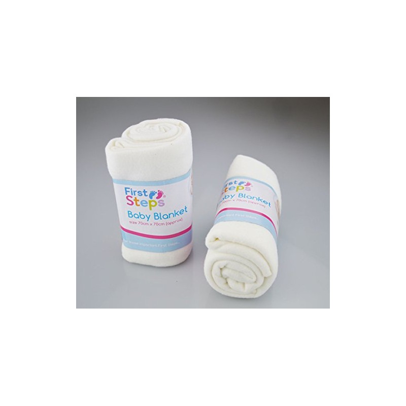 First Steps Pack of 2 Fleece Baby Blankets for Pram,