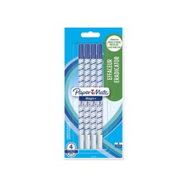 Paper Mate Magic+ Erasable Pen + Eradicator | Fine Point | Blue | 4 Count