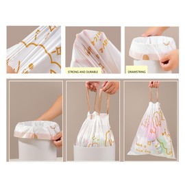 4 Gallon Small Trash Bags No-Tearing Drawstring 1.1 Mil Thick - Rabbit 90 Count Small Garbage Bags for Bathroom Kitchen Toilet Home Office and Bedroom