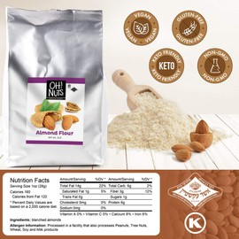 Oh! Nuts Blanched Almond Flour | Gluten-Free, Extra Fine Baking Delights | 2lb All-Natural Wheat Substitute | Dried Food Healthy Pantry Items | All-Purpose Kosher, Vegan, Paleo and Keto Friendly Diets