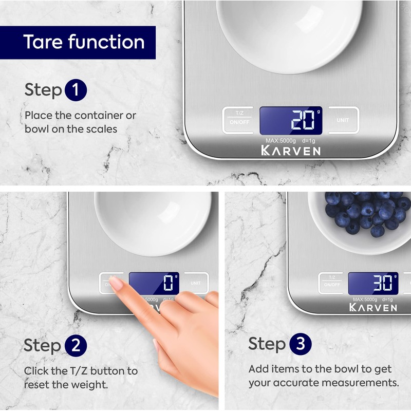 Karven AccurCore 4 Digital Kitchen Scales, Professional Weighing Scales, Stainless