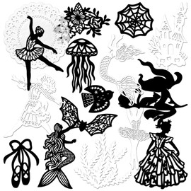 4 Packs Scrapbook Paper Lace Cutouts Vintage Lace Paper Decorative Diecut Paper Fairytale Theme Specialty Paper Lace Doily for Card Making Collaging Journaling DIY Arts and Crafts (Shadow)