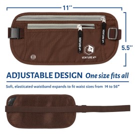 VENTURE 4TH RFID Blocker Money Belt for Men and Women (Brown)