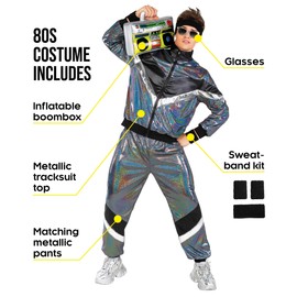 Morph Shiny 80s Track Suit Men Costume 90s Tracksuit Men Women 80s Outfit Mens Retro Neon Tracksuit Costume for Mens S