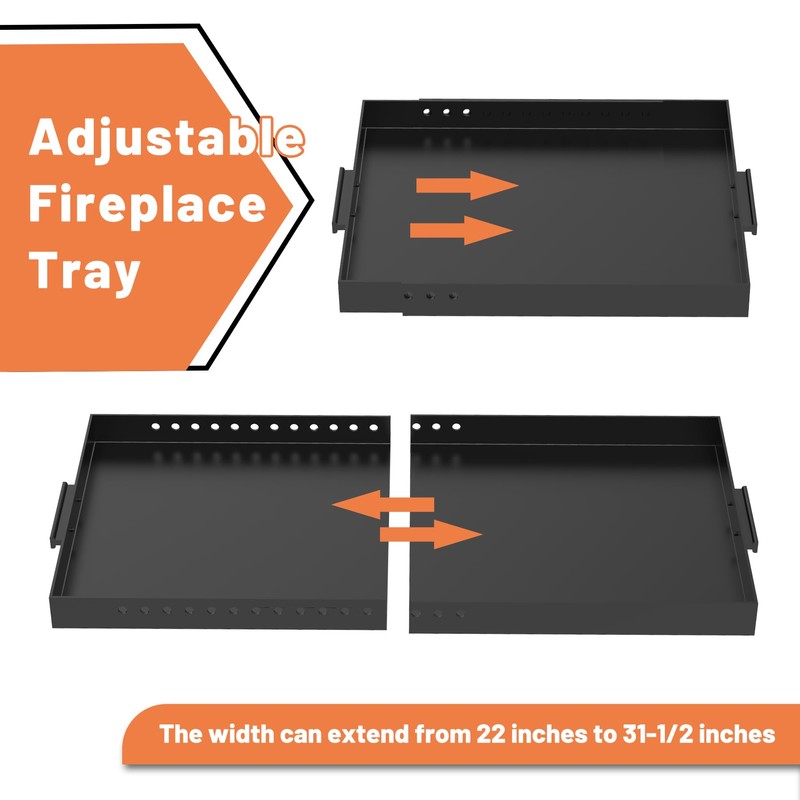 GCGOODS Fireplace Tray with Handles, Expandable Ember Holder Fireplace Pan