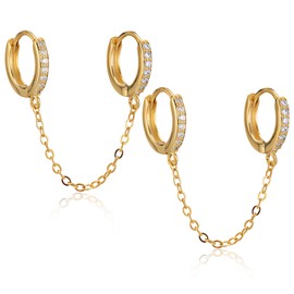 925 Sterling Silver Tassel Earrings, Double Piercing Earrings with Long Beads Tassel Chains, Gifts for Women, Sterling Silver, No Gemstone