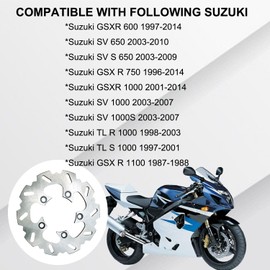 Vanlison Rear Brake Disc Rotor Compatible with Suzuki GSXR 600 750 1000 1100 TL1000R GSXR1100 Part # DBS032W
