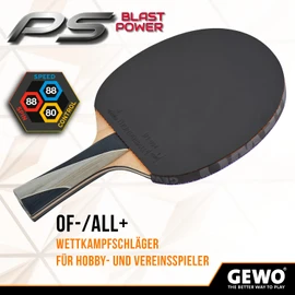 GEWO PS Blast Power Table Tennis Bat, ITTF Approved Professional Table Tennis Bat, All-Round Bat with Controlled Thunderball 2 Coating and High Rotation Properties, Concave, 1.8 mm Sponge