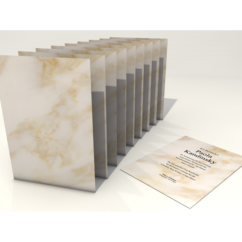 Certificate Paper "Marble", 10 Sheets A4, Grammage: 190 g/m², High-Quality