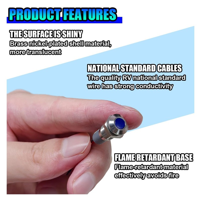 ZIMISI 8mm/0.31" Signal Indicator Light, AC/DC 12V-24V Metal Shell Warning