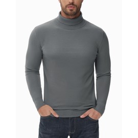 TACVASEN Mens Sweater Turtleneck Jumper Basic Long Sleeve Lightweight Knit Casual Pullover Sweater for Men Dark Grey,XL