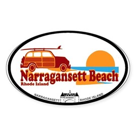 CafePress Narragansett RI Surfing Design Oval Car Bumper Sticker