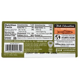 Season Brand Flat Fillets of Anchovies in Olive Oil, 2 oz
