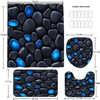 DDQQ 4Pcs Stone Shower Curtain Set with Toilet Lid Cover