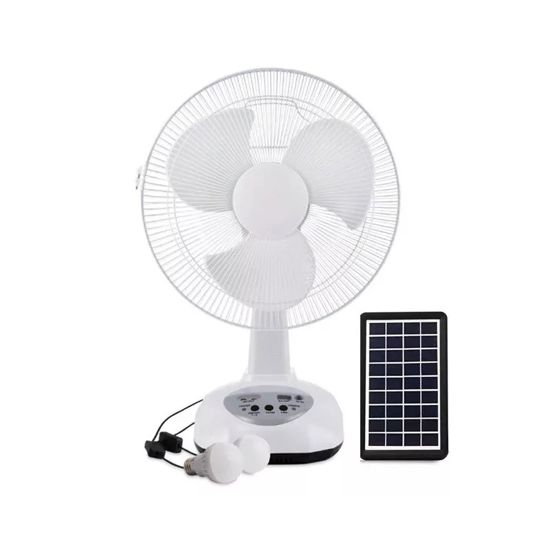 Solar New Rechargeable Fan With solar panel, USB port,LED light