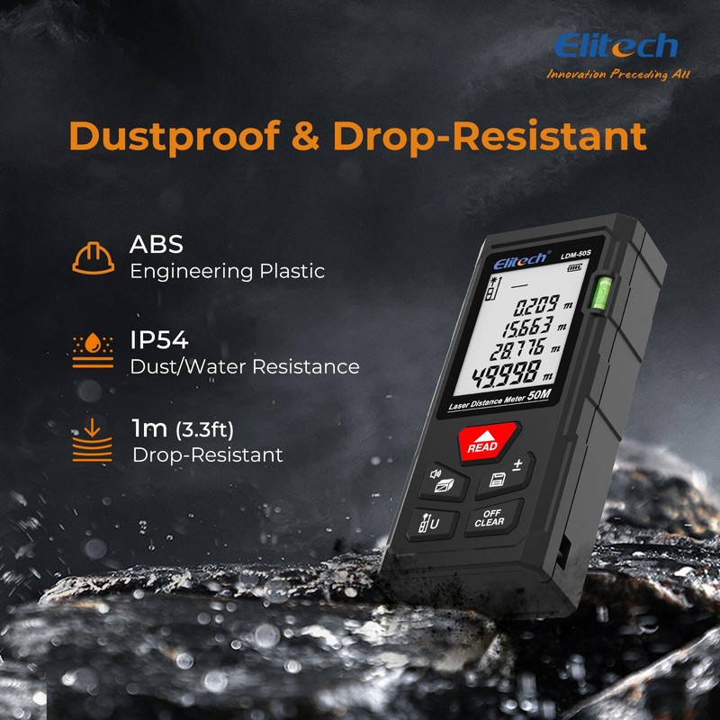 Elitech Laser Measurement Tool 165 Ft, Distance Measuring Meters with